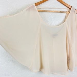 Forever 21 Beige Sheer Loose Crop Top